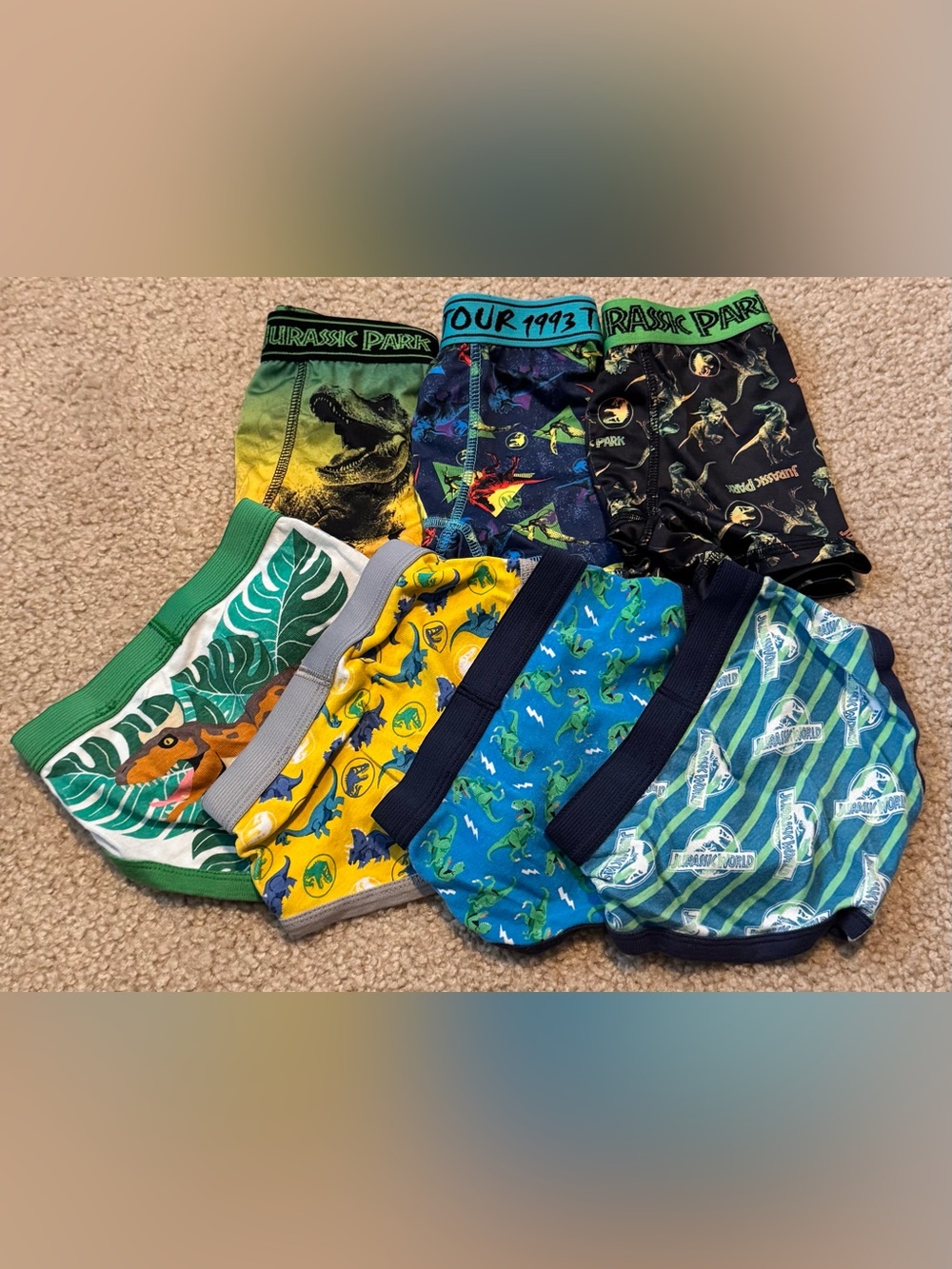 Jurassic Park Kids Boxer Briefs Set - Multicolor Dinosaur Prints - Size 4T